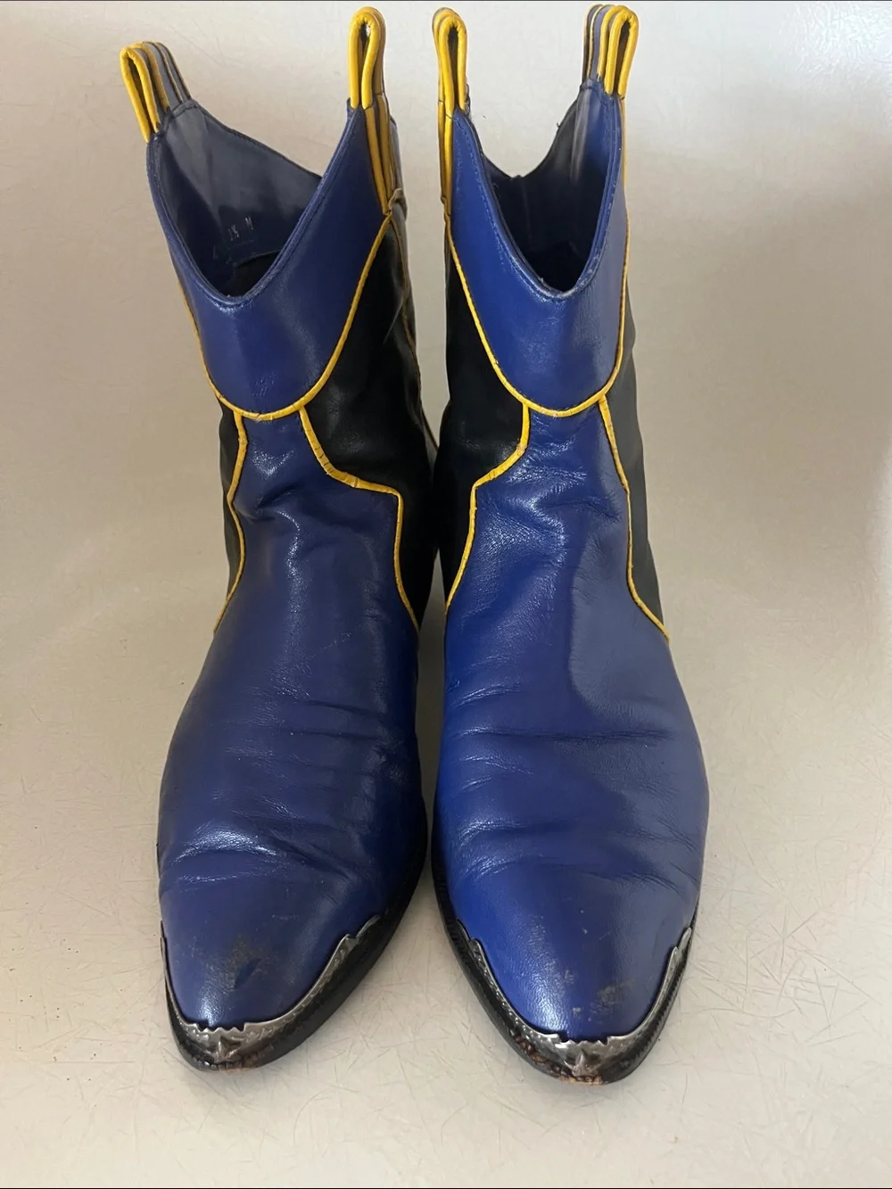 VINTAGE Hippopotamus Genuine Leather Cowgirl Boots Royal Blue size 9